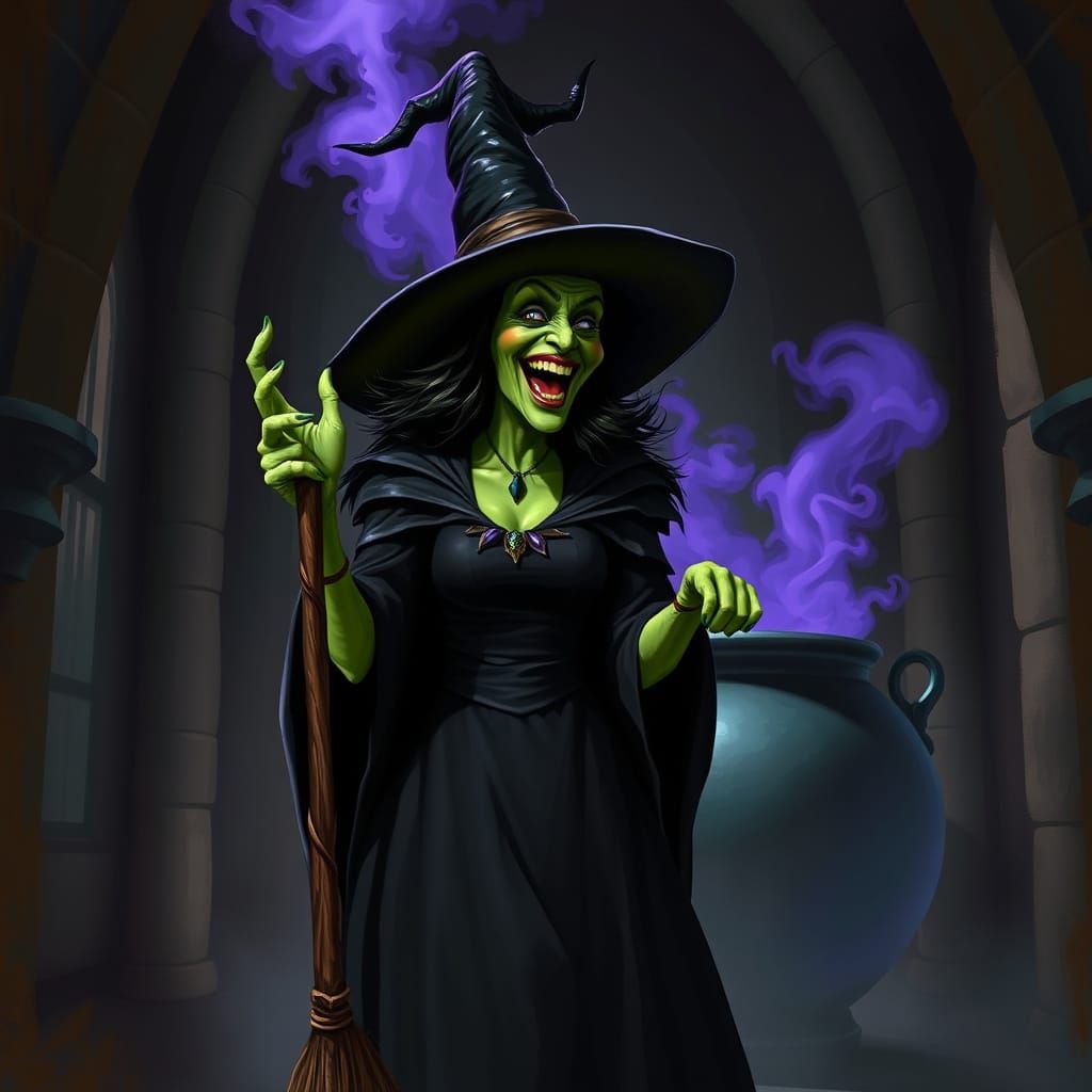 Wicked Witch of the West Cackling in Her Castle