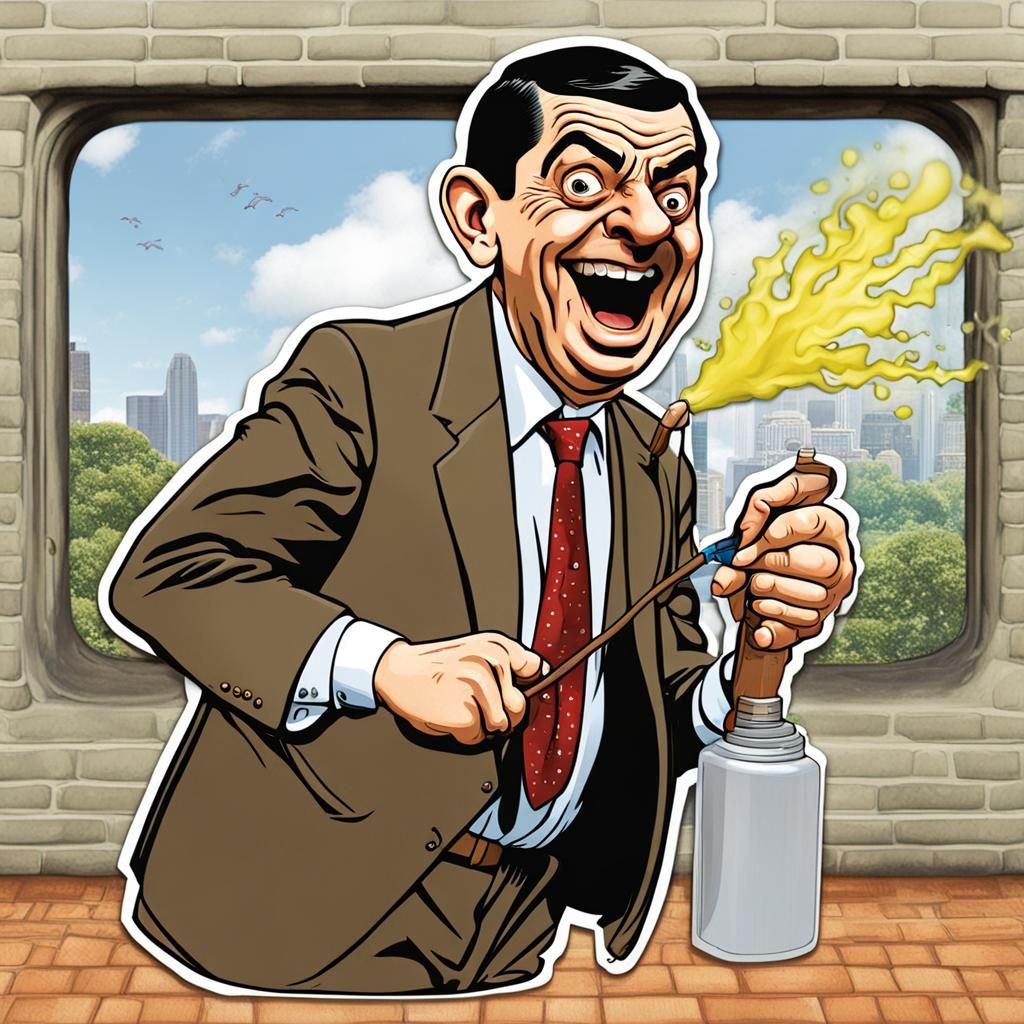 Mr. Bean Caricature Spraying Air Freshener