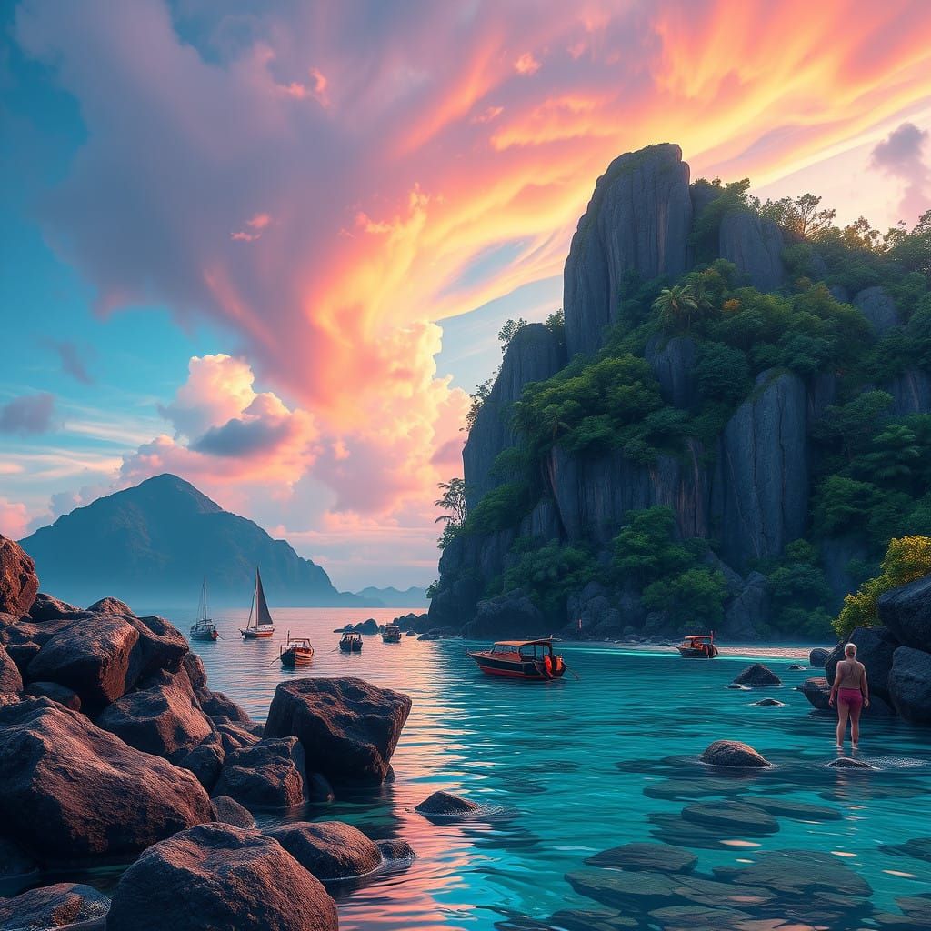 Surreal Phuket Landscape in Vibrant Fantasy Style