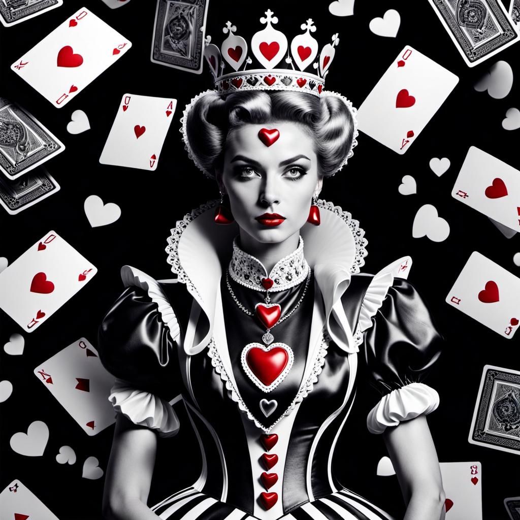 Photorealistic Queen of Hearts in Wonderland