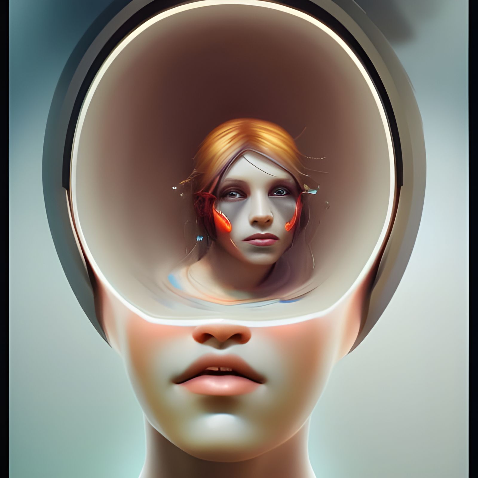 Fetus in Womb: Hyperdetailed Art Nouveau Portrait