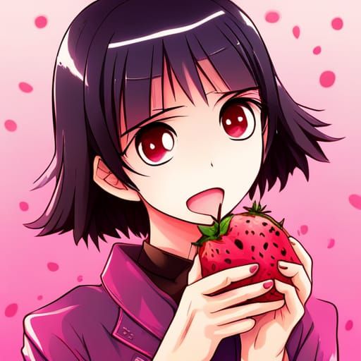Cute Pink Watermelon Logo for Food Instagram, Anime Style