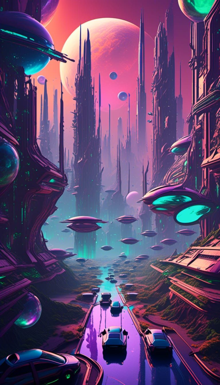 Futuristic Alien Cityscape on Distant Planet