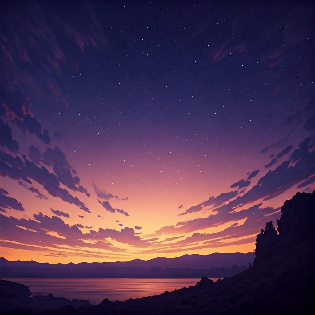 Twilight Sky with Stars: Matte Painting Style