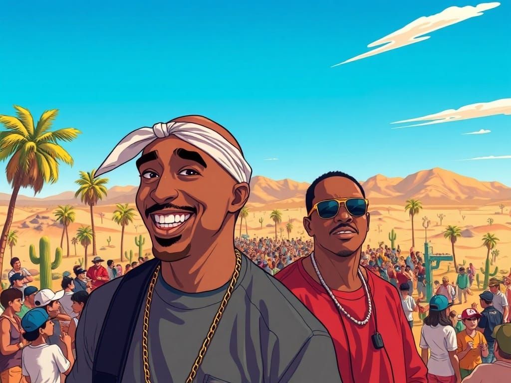 2Pac and Dr Dre at 90s Hip Hop Party in Mojave Desert