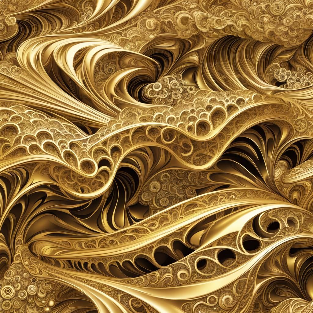 Abstract Gold Jewelry in Fractal Vector Style