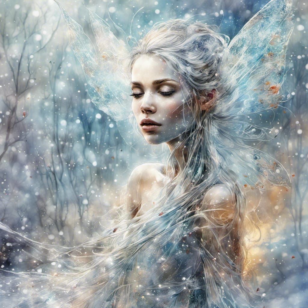 Glimmering Fairy Spirit on Frosty Winter Night