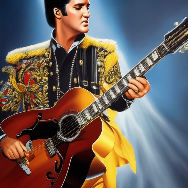 "Elvis Presley with guitar.