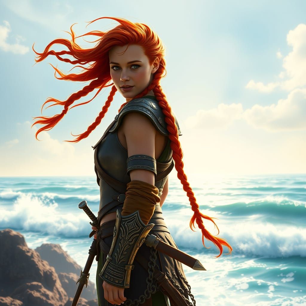 Aloy Basks in Oceanic Splendor with Fiery Hair