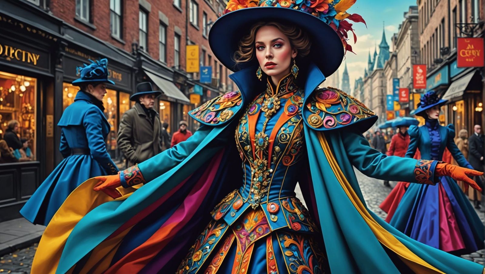 Abstract Surreal Costume with Vibrant Colors