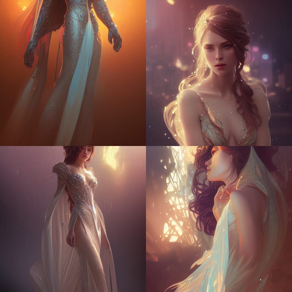 Crystalline Gown: Hyperdetailed Art Nouveau Portrait