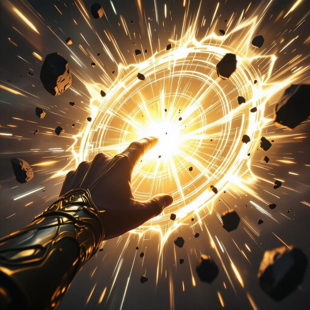 Glowing Energy Shield Deflects Dark Debris in Majestic Digit...