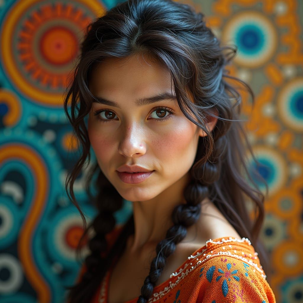 Cultural Fusion Portrait in Hyperrealistic Style