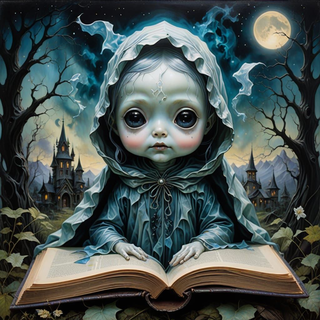 An eerie mixed media absurd double exposure crumpled Storybo...