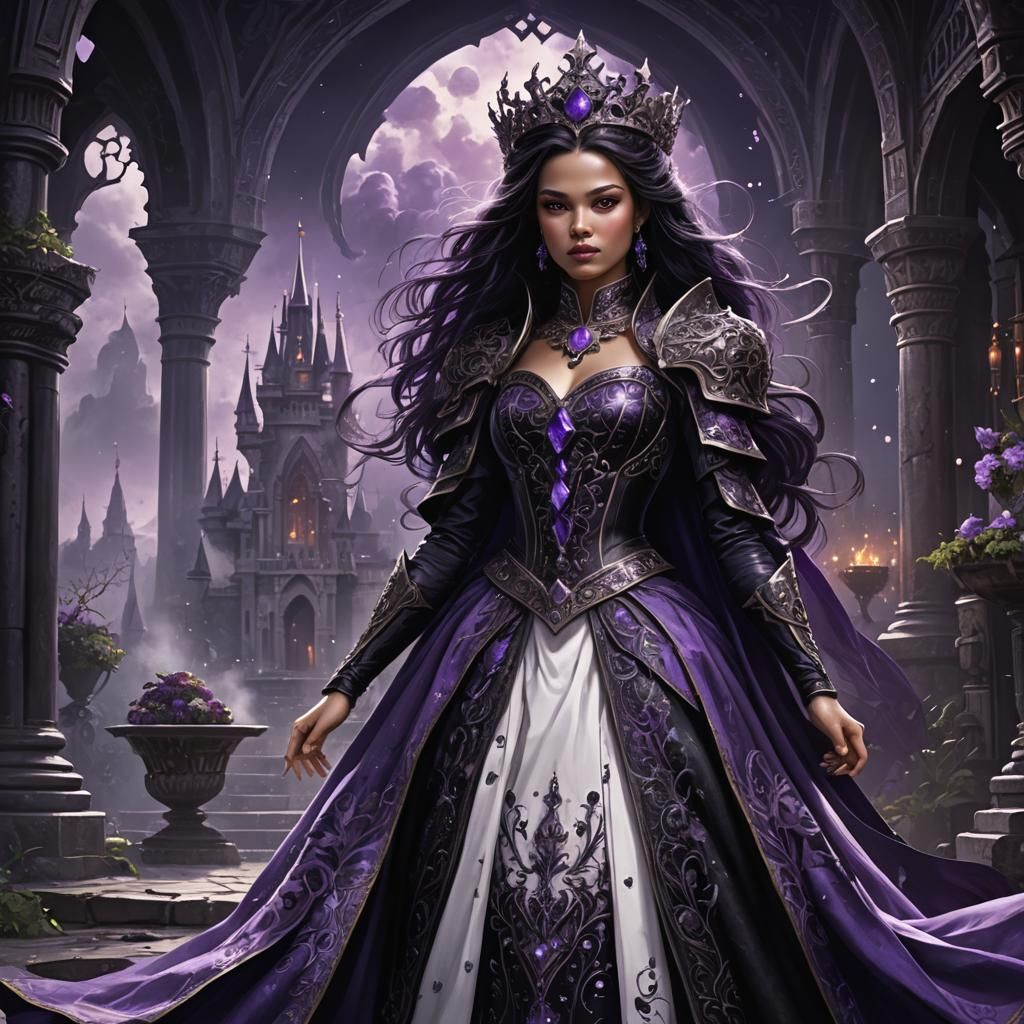 Purple-Black Kingdom Princess: Detailed Fantasy Art
