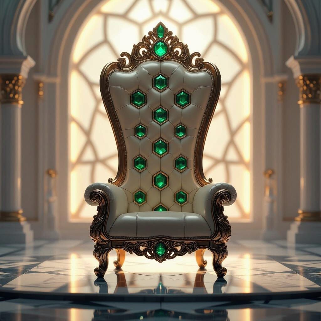 Regal Polymer Throne with Hexagonal Designs in Elegant Thron...