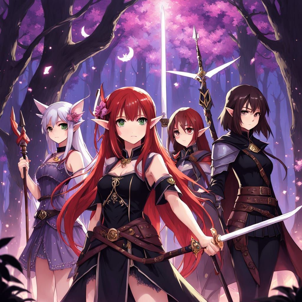 Anime Fantasy Adventurers in Spooky Dungeon