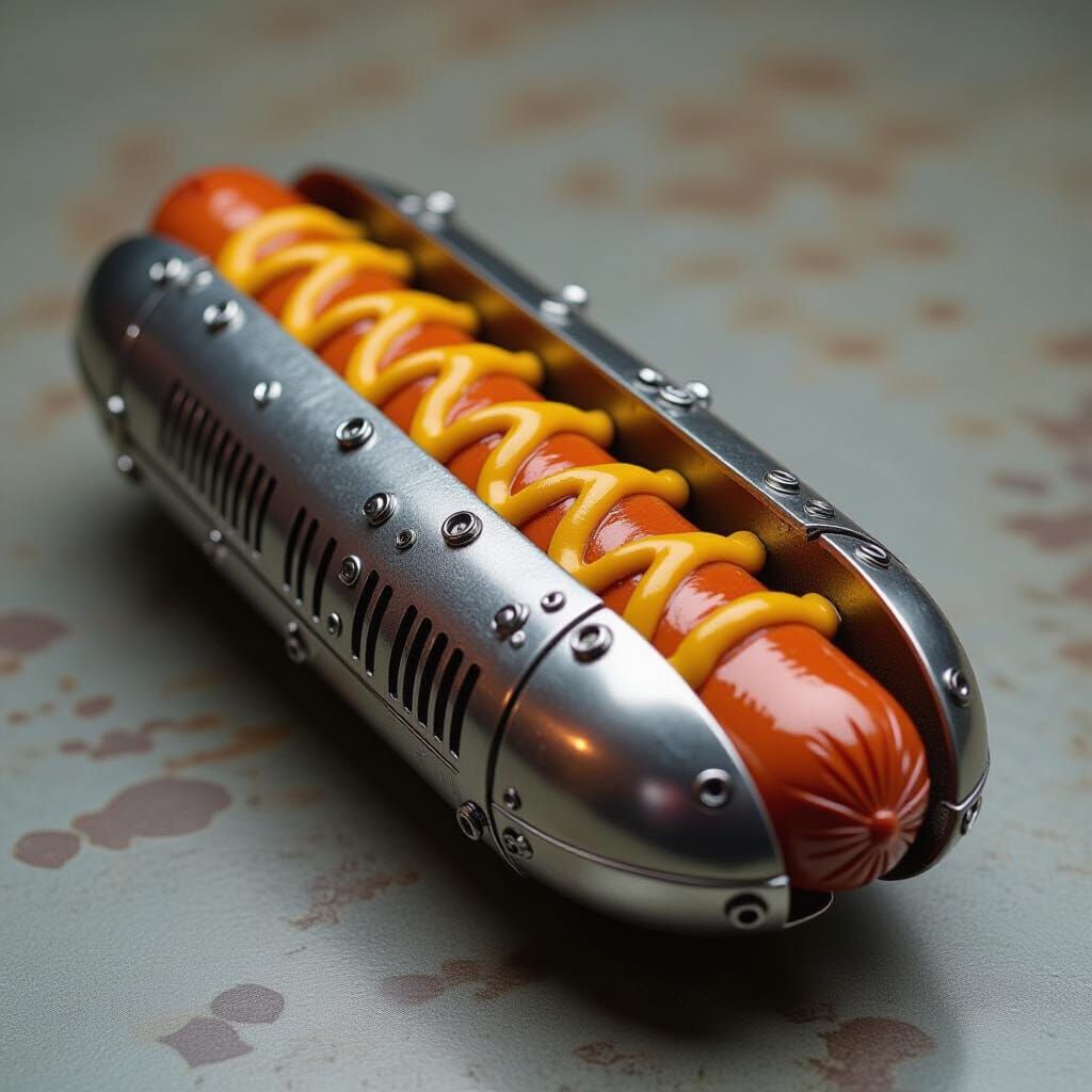 Industrial Metal Hotdog Inspired by Giger