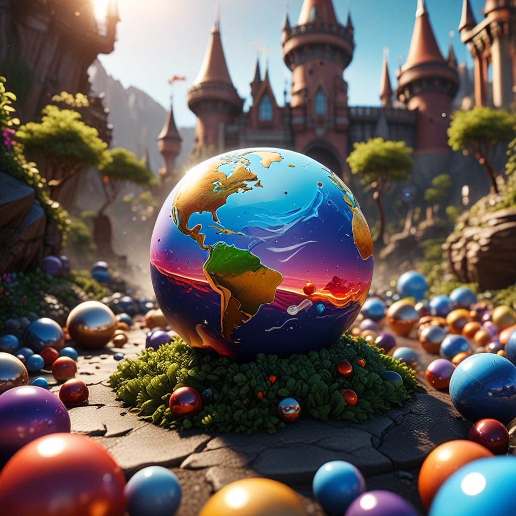 Planet Marbles: Detailed 3D Digital Art