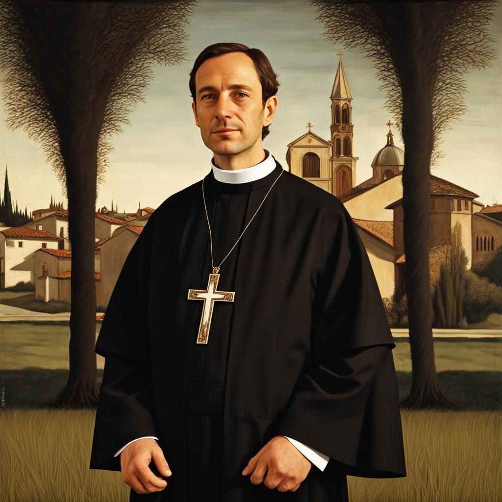 Catholic Priest Portrait in Renaissance Style