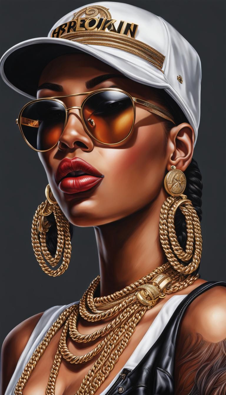 Female rap star, hyperrealism