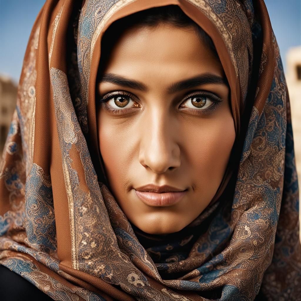 Stunning Portrait of Woman in Hijab with Bokeh