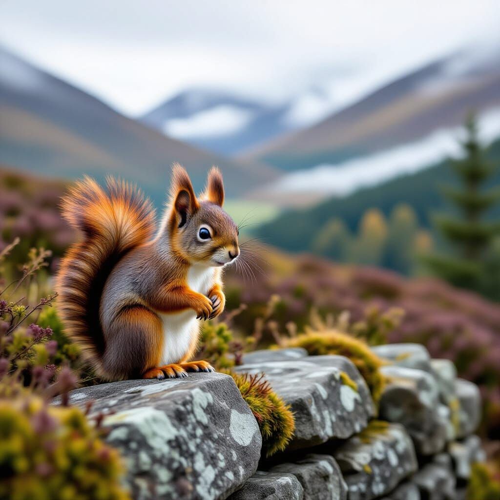 Red Squirrel in Scottish Highlands Wildlife Photography