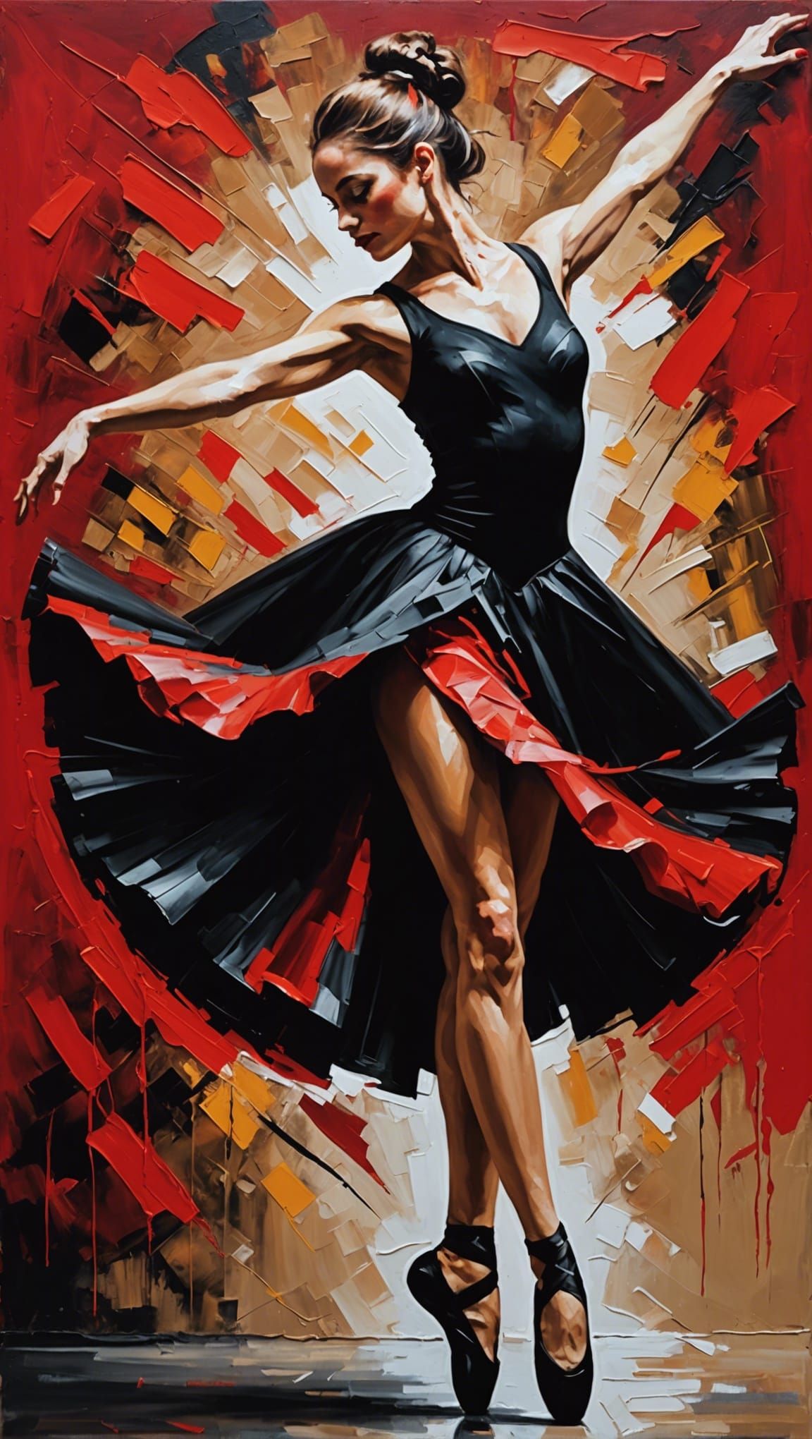 Ballet Dancer in Tachisme Impasto Style