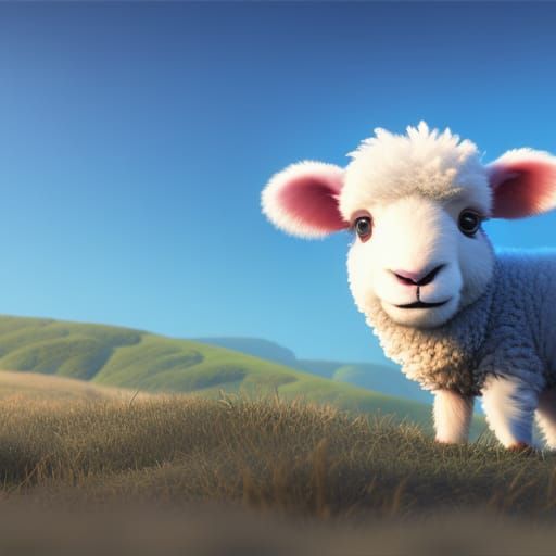 Adorable Lamb in 3D Fantasy Art Style