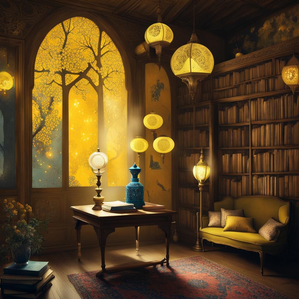 Winter Village with Unique Tower in Ornamental Nostalgia Sty...