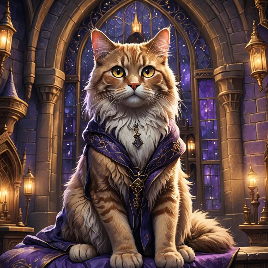 Harry Potter Cat Portrait in Hogwarts Castle