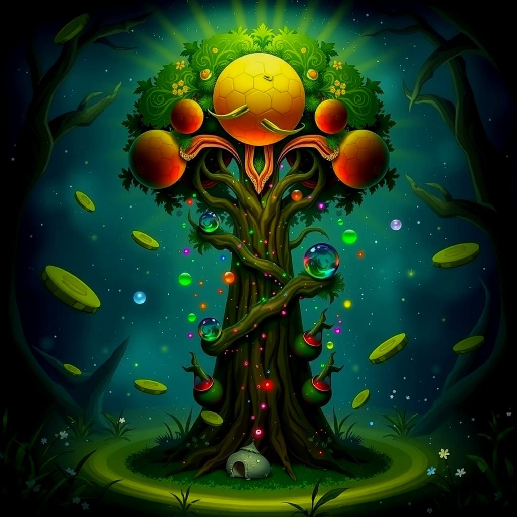 Luminous Tree of Fortune in Vibrant Hues