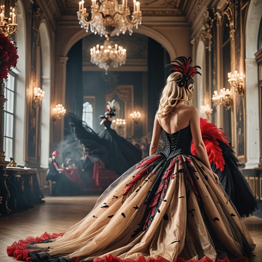 Masquerade Woman in Tulle Ball Gown