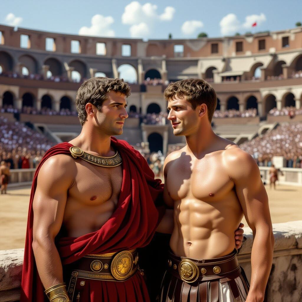 Emperor Nero and Lover at Gladiatorial Games