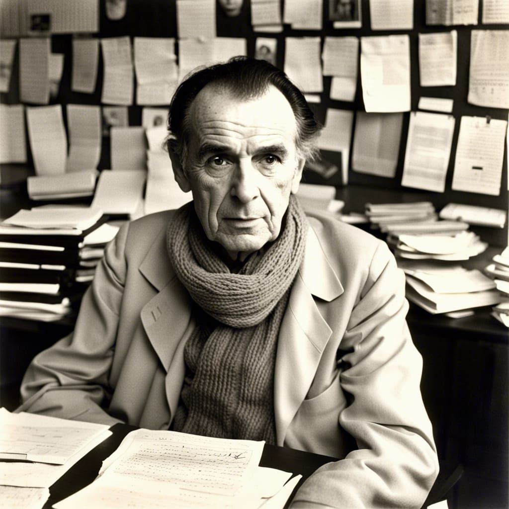 Louis Ferdinand Céline in His Office: Charcoal Drawing