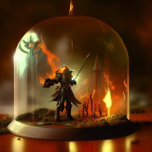 Eldar Avatar in Glass Cloche: Warhammer 40k Tilt-Shift