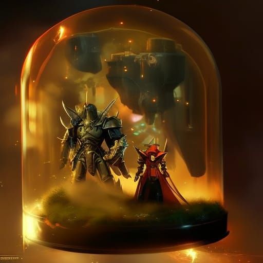 Eldar Avatar Trapped in Glass Cloche with Electric Eyes in W...