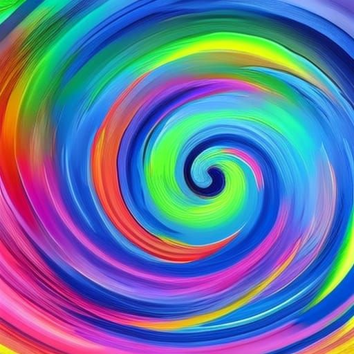 Rainbow Vortex in Gouache and Watercolor Style