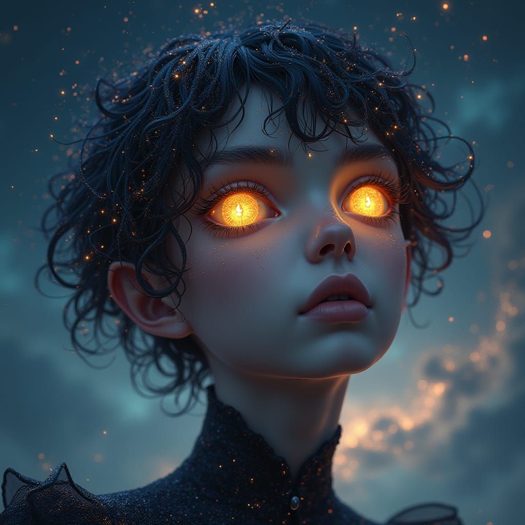 Celestial Being with Constellation Skin, in Digital Art Styl...