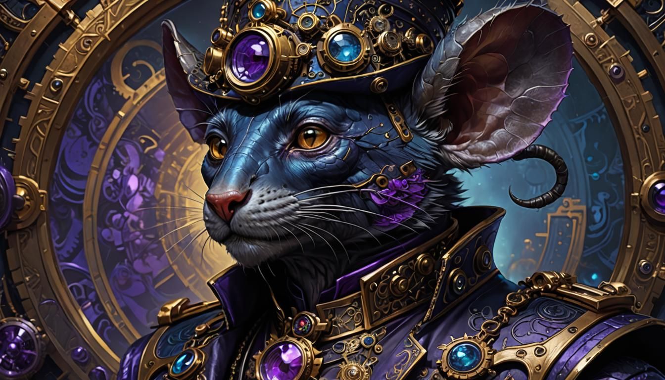 Steampunk Rat Bartender in Dark Fantasy Digital Art