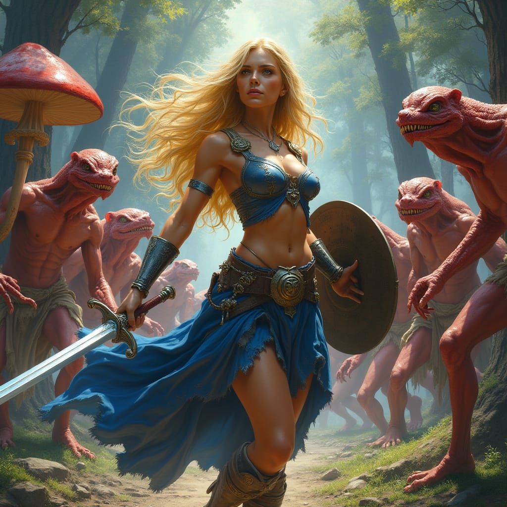 Ethereal Celtic Warrior Battles Fiendish Demons in Ancient F...