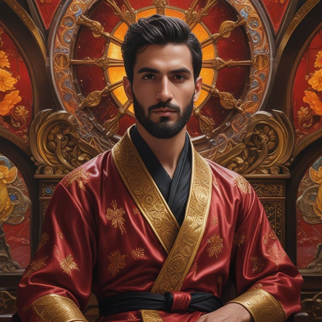 Regal Neo-Impressionist Portrait of a Handsome Middle Easter...