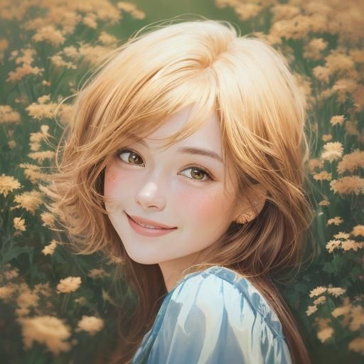 Happy Girl Portrait in Vibrant Oil Painting Style