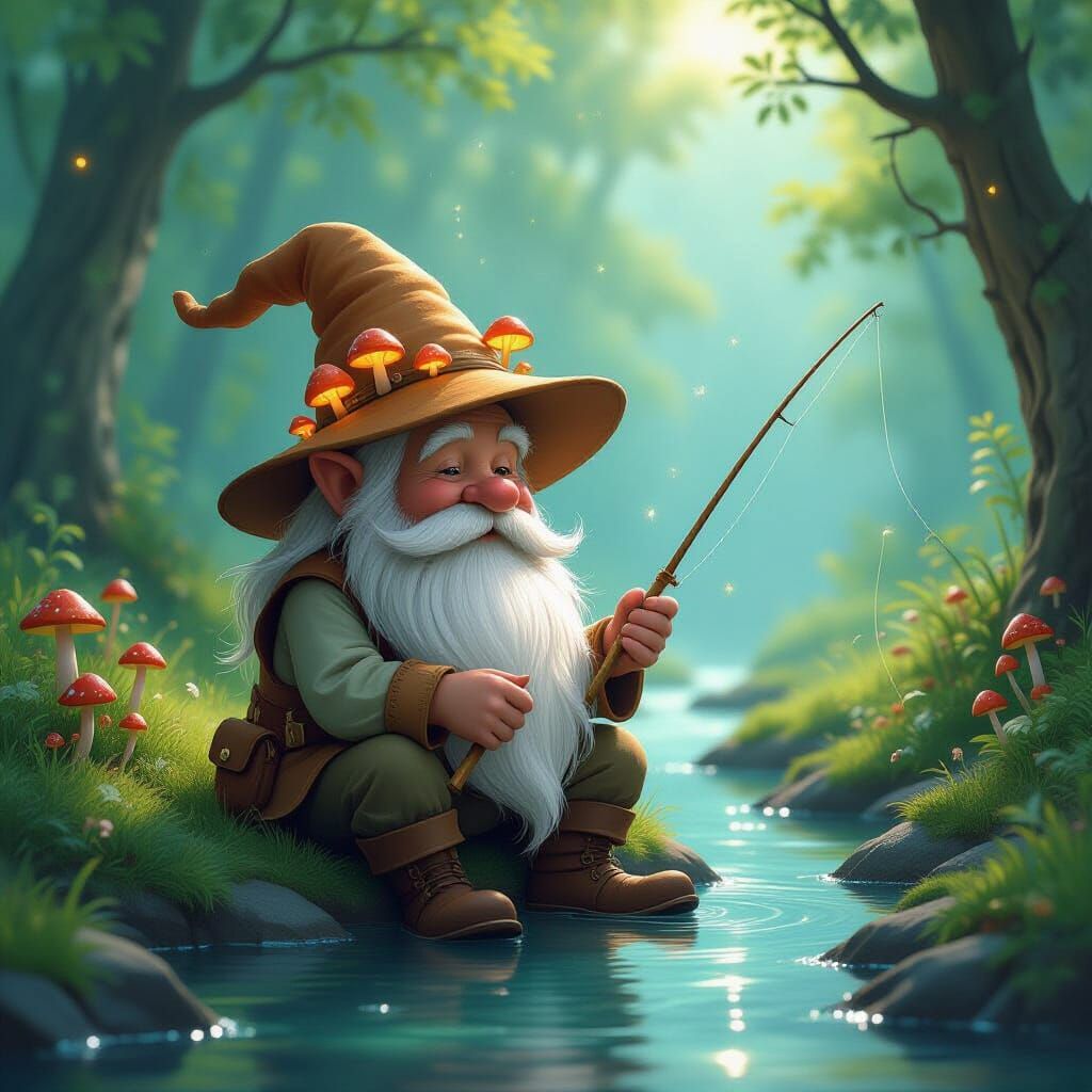 Wise Gnome Crafts Fishing Rod by Forest Stream in Detailed F...