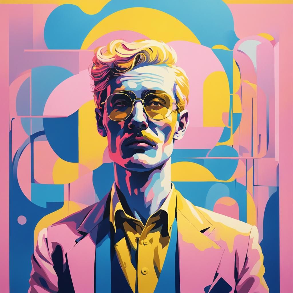 Elegant Man in Retropunk Style with Gradient Colors