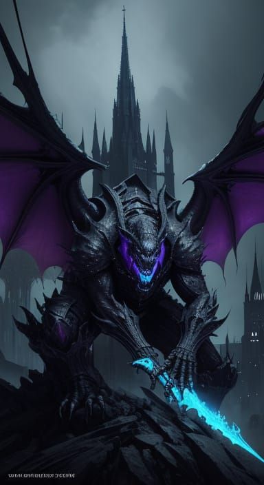 Colossal Dragon on Gothic Cathedral Spire