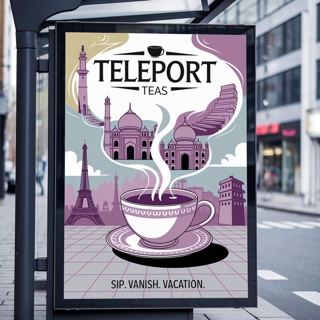 Whimsical Tea Brand Poster in Modern Style