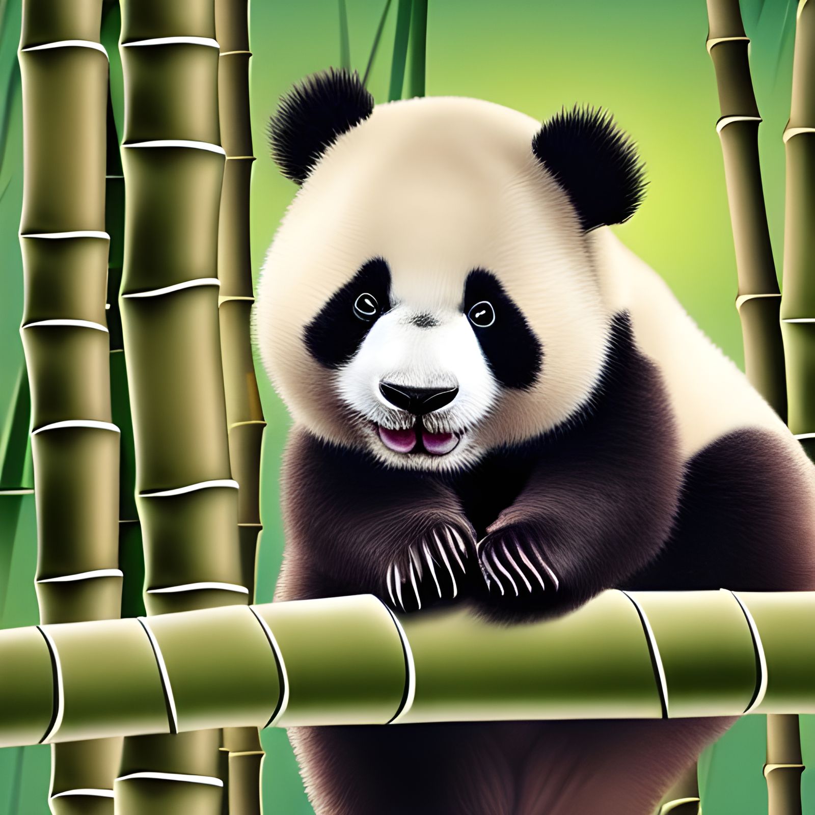 Adorable Cross-Eyed Panda in Bamboo Forest