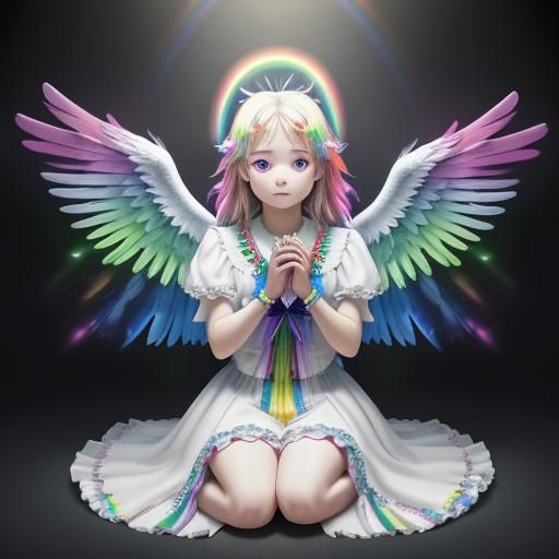 Rainbow Seraphim with Angel Wings in HD Realism