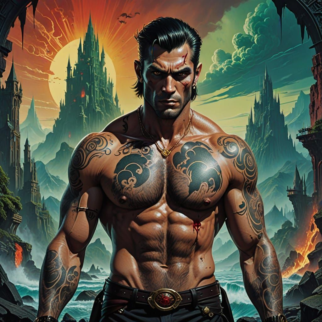 Muscular Vampire Dominates Psychedelic 1960s Poster in Cyber...